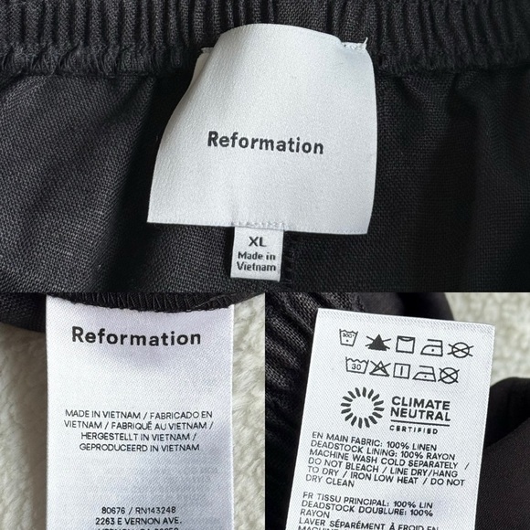 Reformation NWOT Linen Black Waistband Shorts XL - Picture 8 of 9